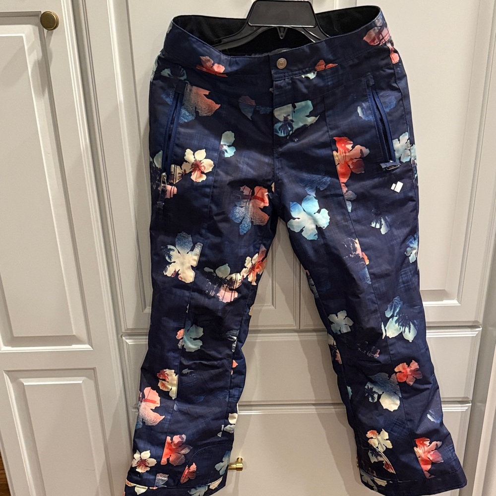 Obermeyer Girls Floral Snow Pants - Navy and Multicolor, size 14-16